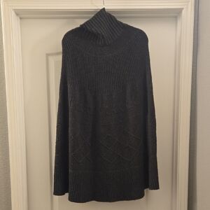 Women's Charcoal Cowl Neck Pancho